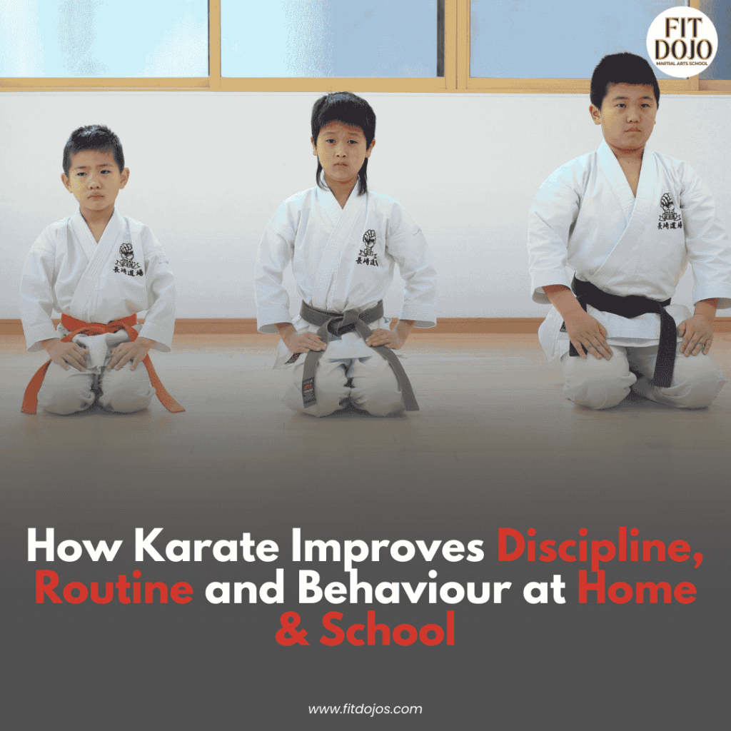 Child practicing karate to build discipline and better behaviour