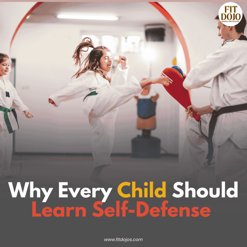 Child practicing self-defense techniques during a karate lesson