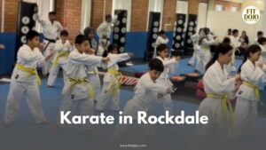 A group class learning Karate in Rockdale at Fit Dojo with professional instructors.