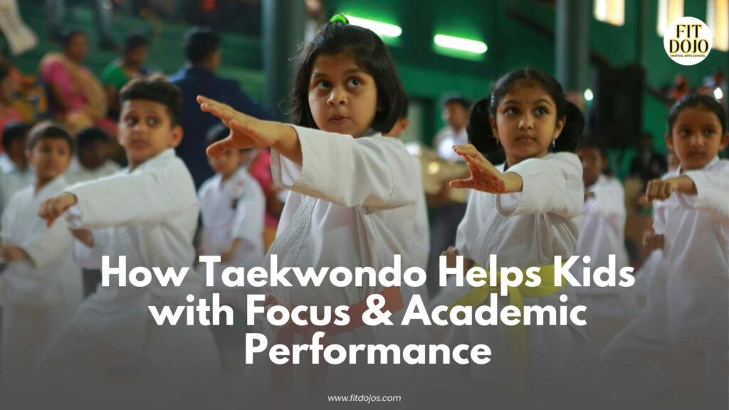 Child practicing taekwondo to support Taekwondo Focus Academic Performance