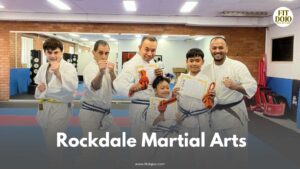 Rockdale Karate students and coaches posing photo.