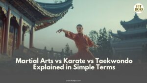 Illustration comparing Martial Arts Vs Karate Vs Taekwondo highlighting different techniques and philosophies.