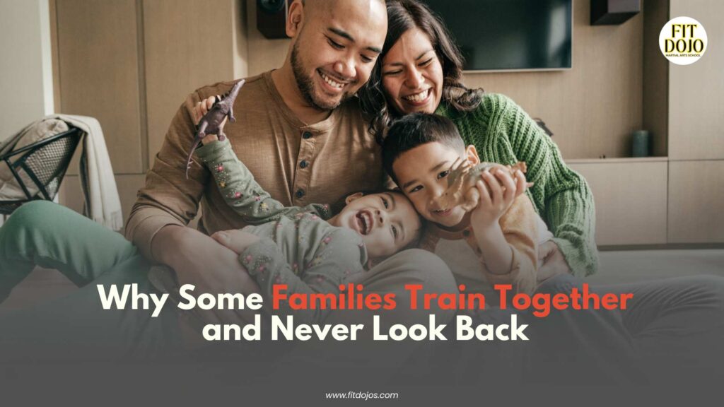 Parents and children enjoying after Family Martial Arts together in a structured class.