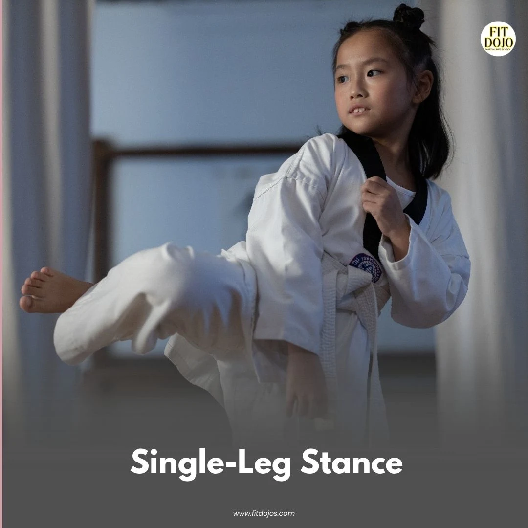 Martial arts student practicing static balance
