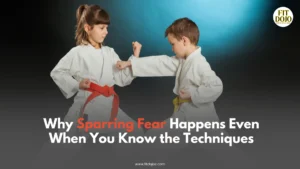 Martial arts student overcoming sparring fear through controlled sparring practice